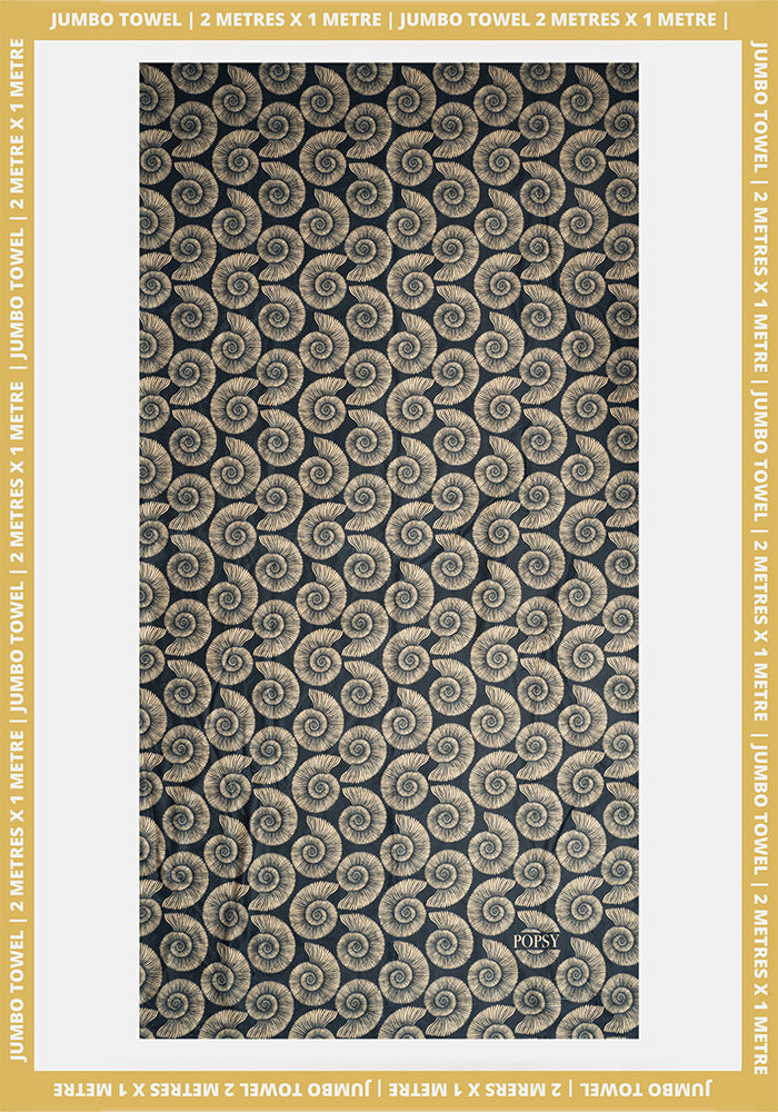 Front view of Fossil Print Jumbo Bath Sheet
