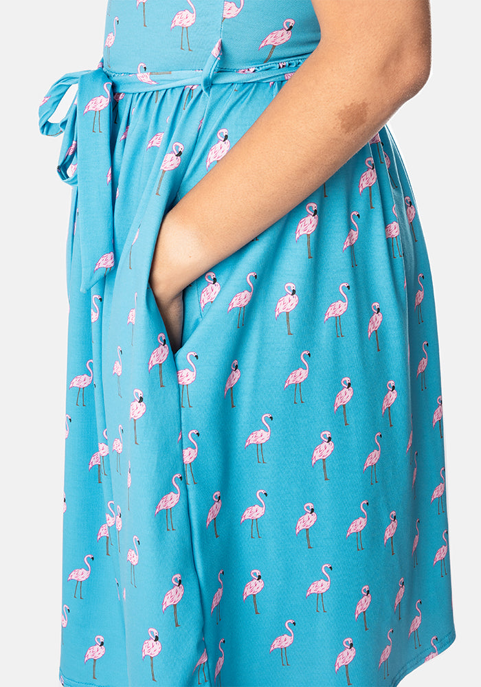 Franky Conversational Flamingo Print Dress
