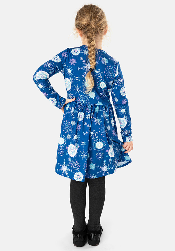 Children's Snowflakes Print Dress (Frost)