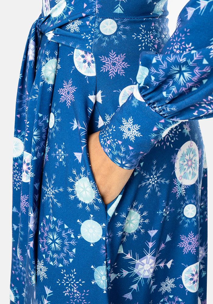 Frost Snowflakes Print Midi Dress