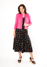 Fuchsia Fine Knit Scallop Cardigan