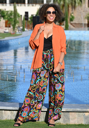 Beck Painted Paisley Print Woven Full Length Popsy Trousers