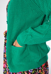 Green Cable Sleeve Cardigan