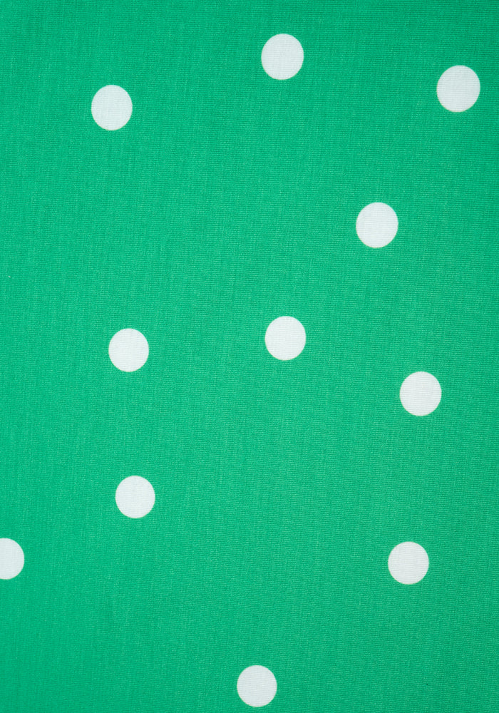 Second angle of Green &amp; Ecru Spot Print Top, a green &amp; ecru top with a spot pattern.