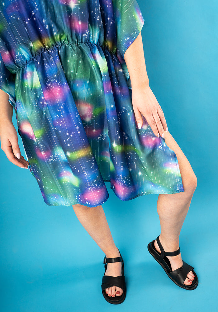 Fourth angle of Galaxy Print With Silver Lurex Cover Up