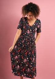 Galena Octopus Print Viscose Midi Dress