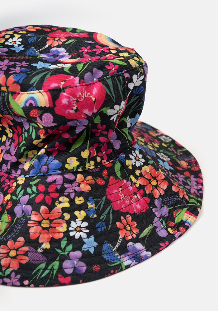 Rainbow Floral Print Bucket Hat