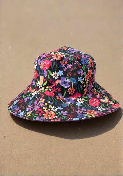 Rainbow Floral Print Bucket Hat