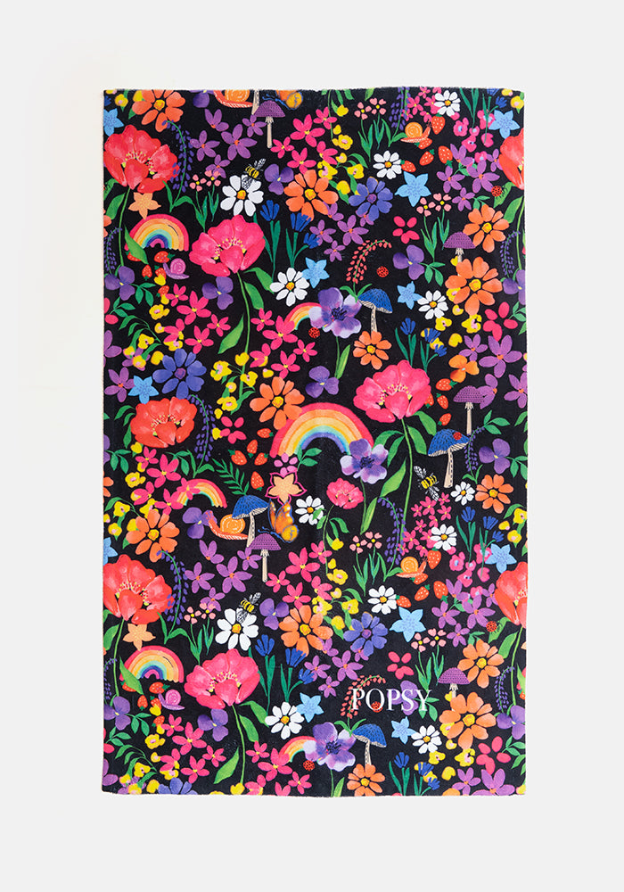 Third angle of Garden Rainbow Print Hand Towel