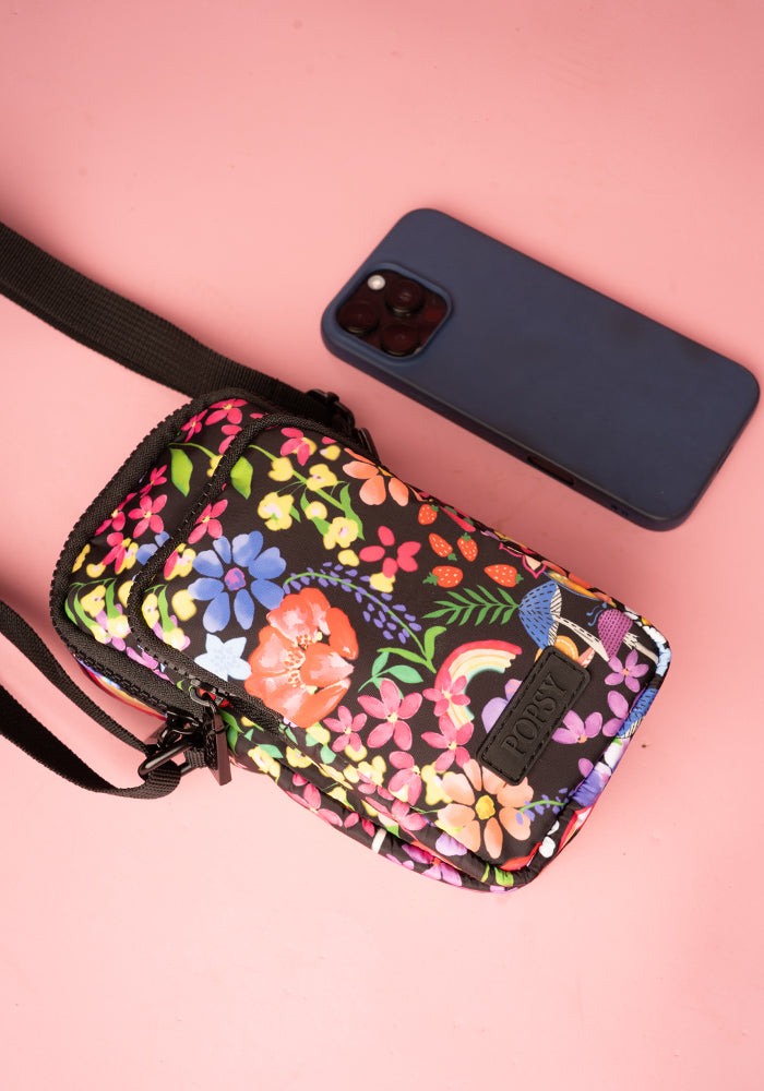 Seventh angle of Garden Rainbow Floral Phone Pocket Bag