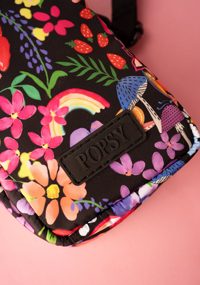Fifth angle of Garden Rainbow Floral Phone Pocket Bag