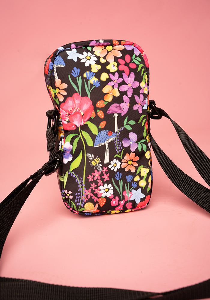 Sixth angle of Garden Rainbow Floral Phone Pocket Bag