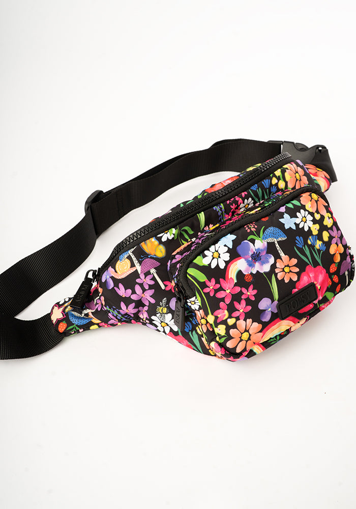 Front view of Garden Rainbow Floral Bum Bag
