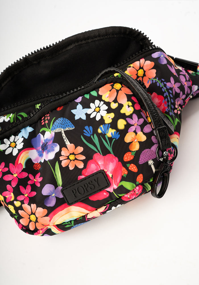 Third angle of Garden Rainbow Floral Bum Bag