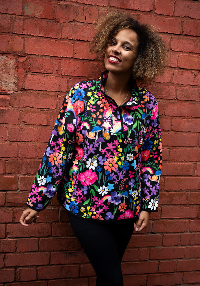 Sixth angle of Garden Rainbow Print Fleece Top
