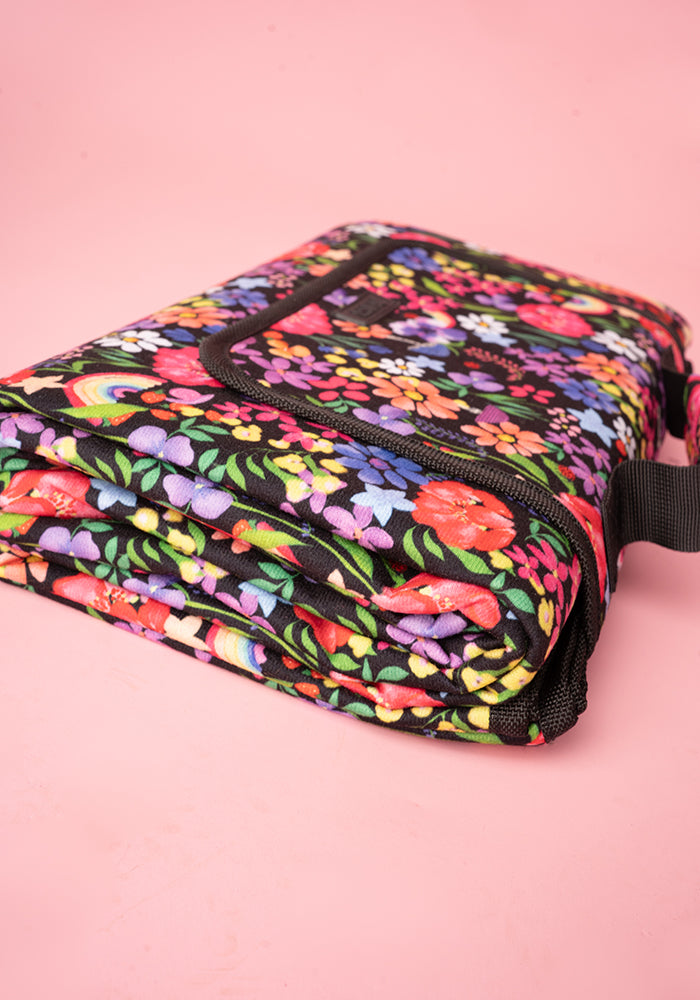 Sixth angle of Garden Rainbow Print Foldable Popsy Picnic Blanket