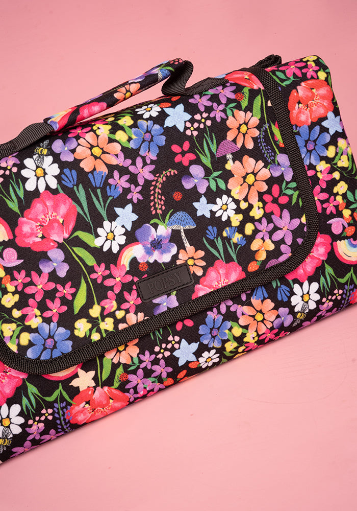 Fifth angle of Garden Rainbow Print Foldable Popsy Picnic Blanket