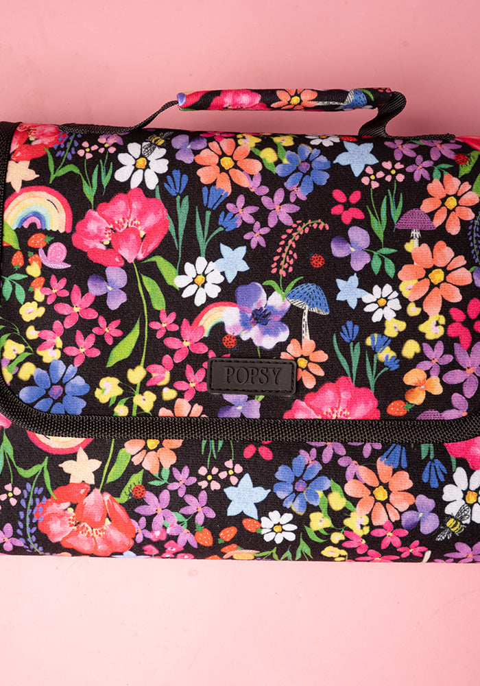 Second angle of Garden Rainbow Print Foldable Popsy Picnic Blanket