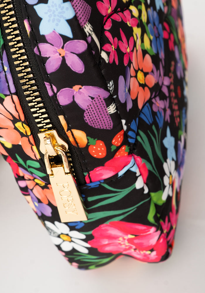 Third angle of Garden Rainbow Print Makeup Bag