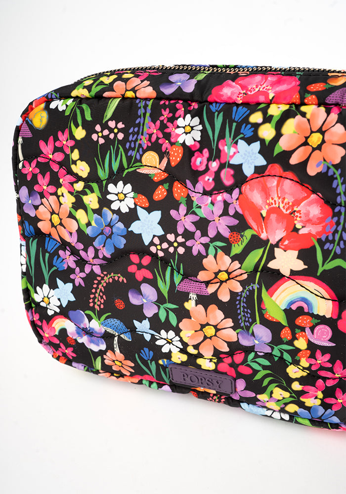 Second angle of Garden Rainbow Print Makeup Bag
