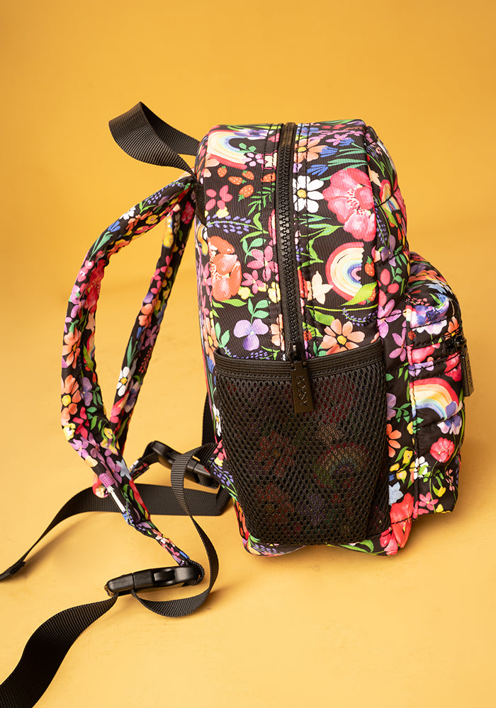 Sixth angle of Garden Rainbow Floral Print Mini Backpack