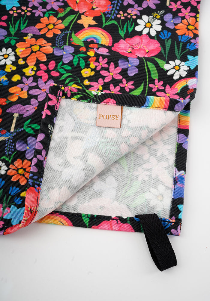 Second angle of Garden Rainbow Print Popsy Tea Towel