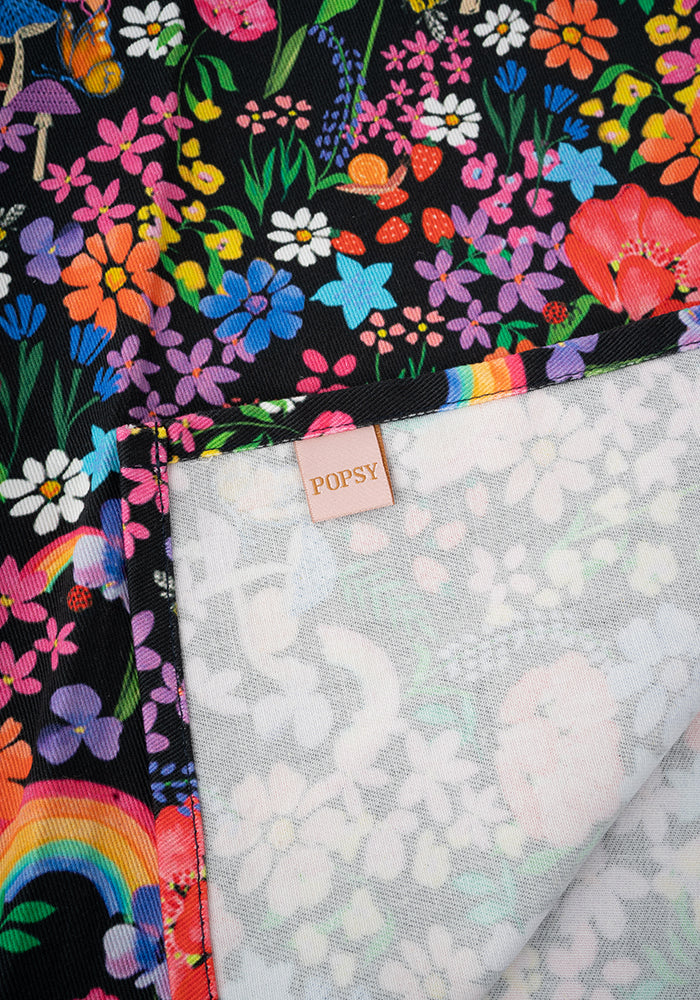 Fifth angle of Garden Rainbow Print Popsy Tea Towel