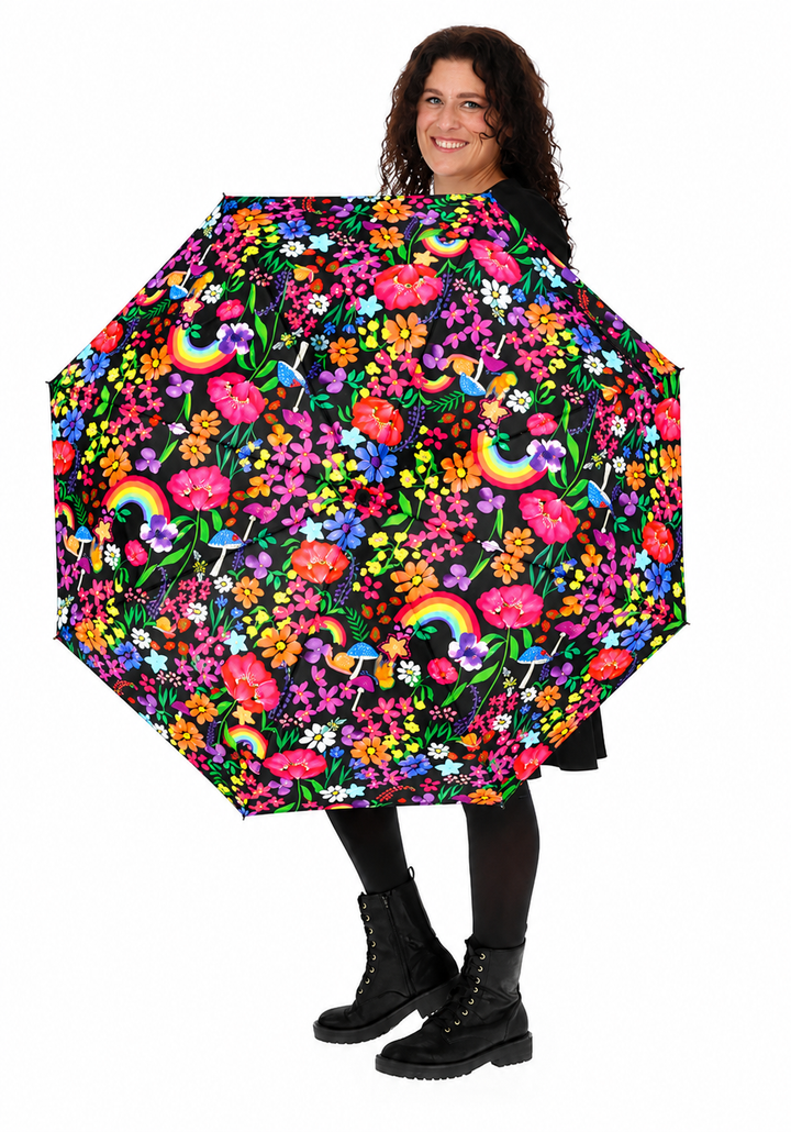 Garden Rainbow Floral Print Umbrella