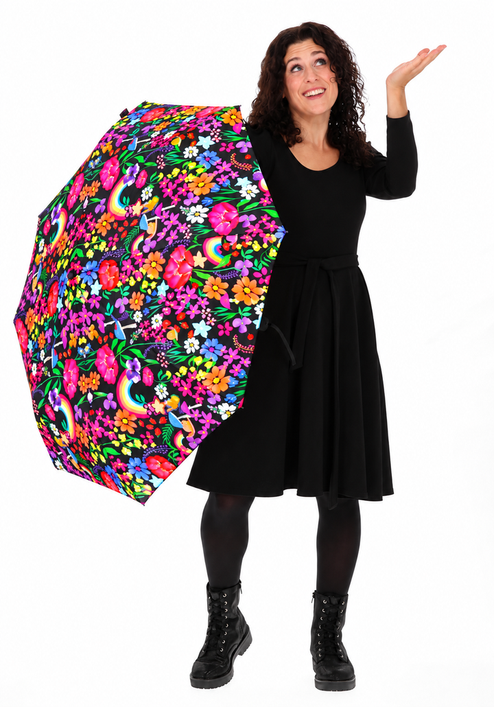 Garden Rainbow Floral Print Umbrella