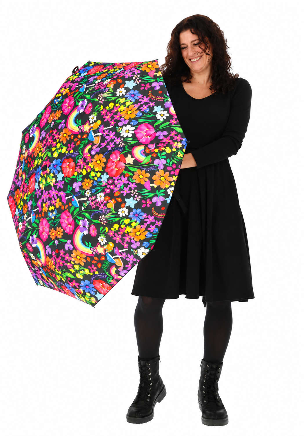 Garden Rainbow Floral Print Umbrella