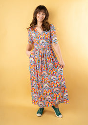 Gatsby Hand Painted Deco Print Midaxi Dress