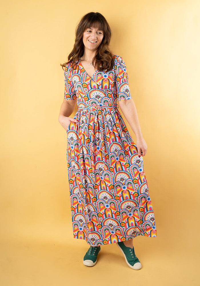 Gatsby Hand Painted Deco Print Midaxi Dress
