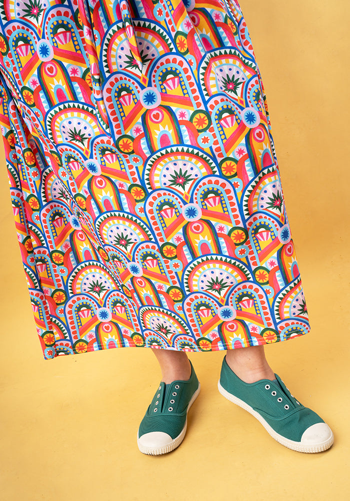 Gatsby Hand Painted Deco Print Midaxi Dress