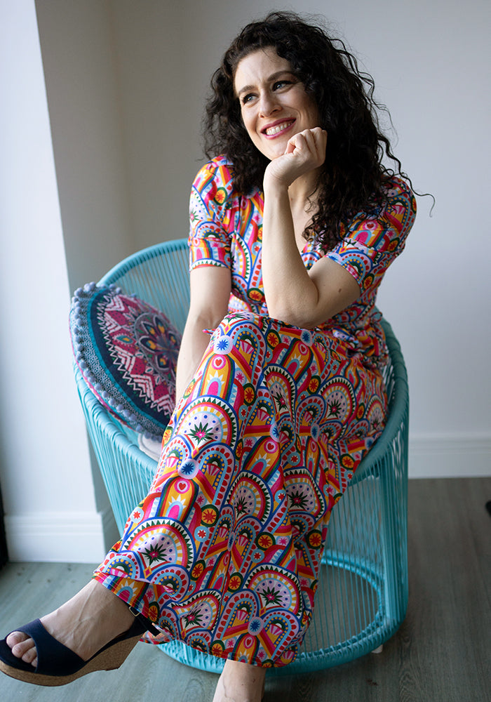 Gatsby Hand Painted Deco Print Midaxi Dress