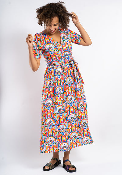 Gatsby Hand Painted Deco Print Midaxi Dress