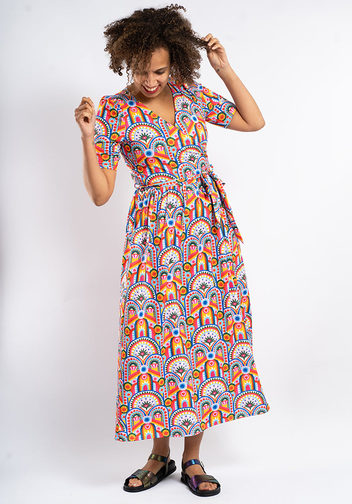 Gatsby Hand Painted Deco Print Midaxi Dress
