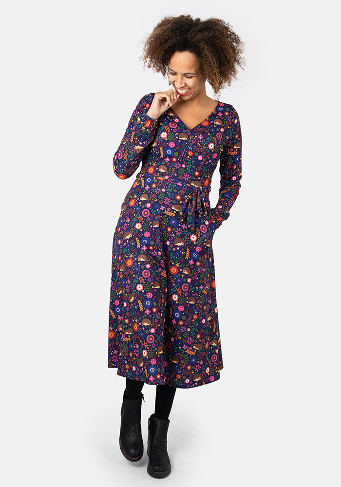 Gertie Hidden Hedgehog Print Midi Dress