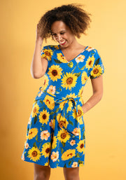Gia Blue Sunflower Print Cotton Playsuit