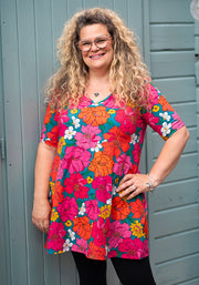 Gillian Bold Floral Print Cotton Tunic