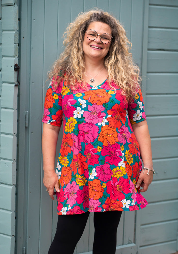 Gillian Bold Floral Print Cotton Tunic