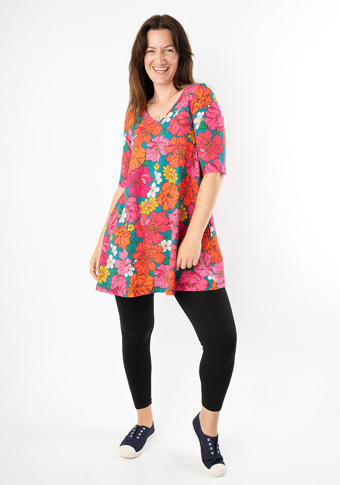 Sixth angle of Gillian Bold Floral Print Cotton Tunic