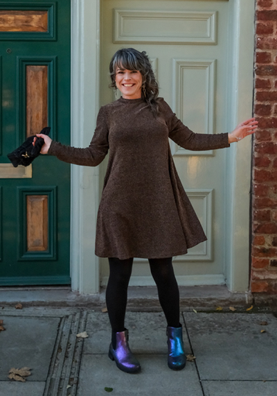 Glisten Gold Sparkle Turtle Neck Above Knee Dress