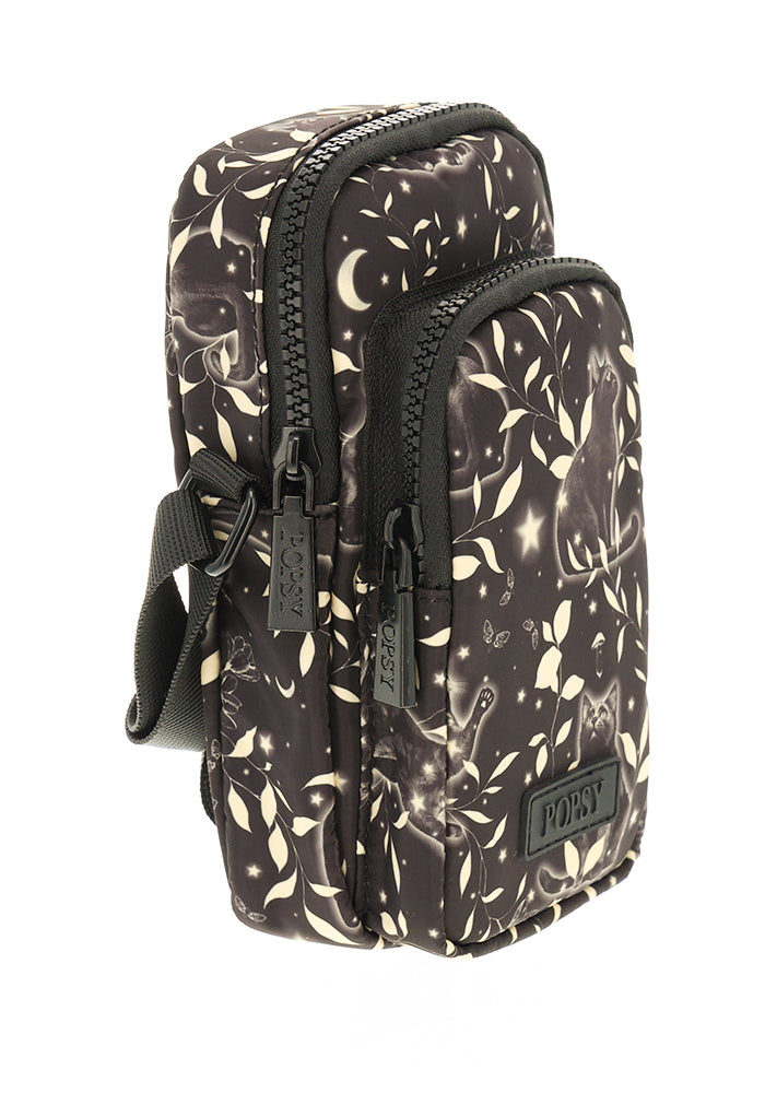 Glowing Cats Print Phone Pocket Bag