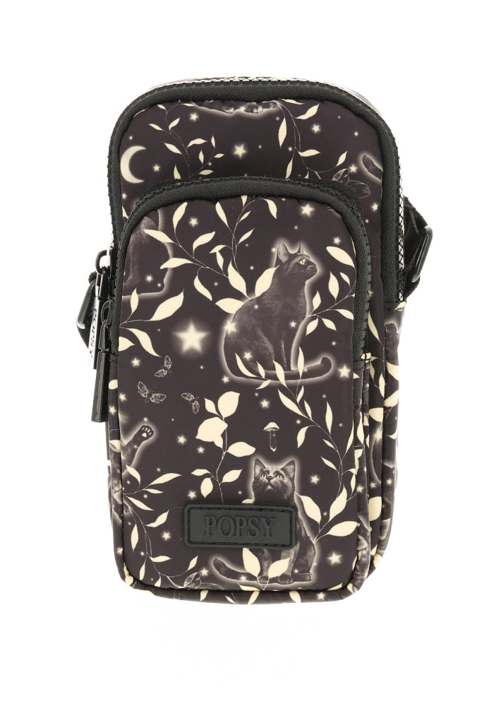 Glowing Cats Print Phone Pocket Bag