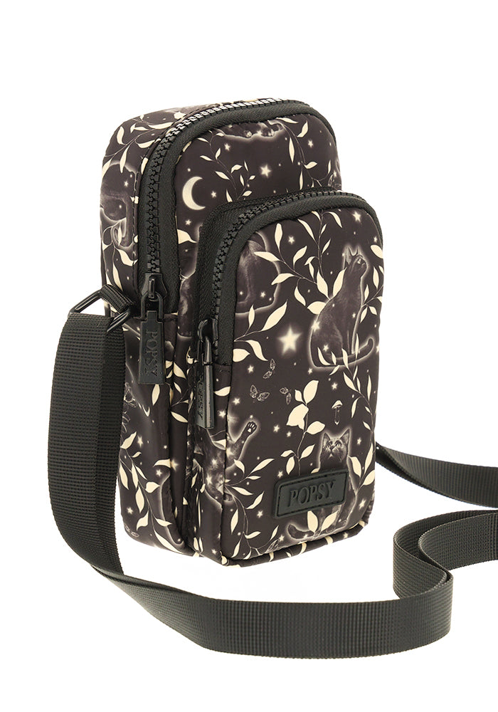 Glowing Cats Print Phone Pocket Bag