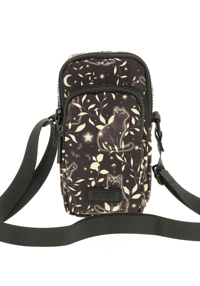 Glowing Cats Print Phone Pocket Bag
