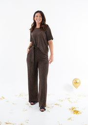 Diamond Gold Sparkle Wide Leg Trousers