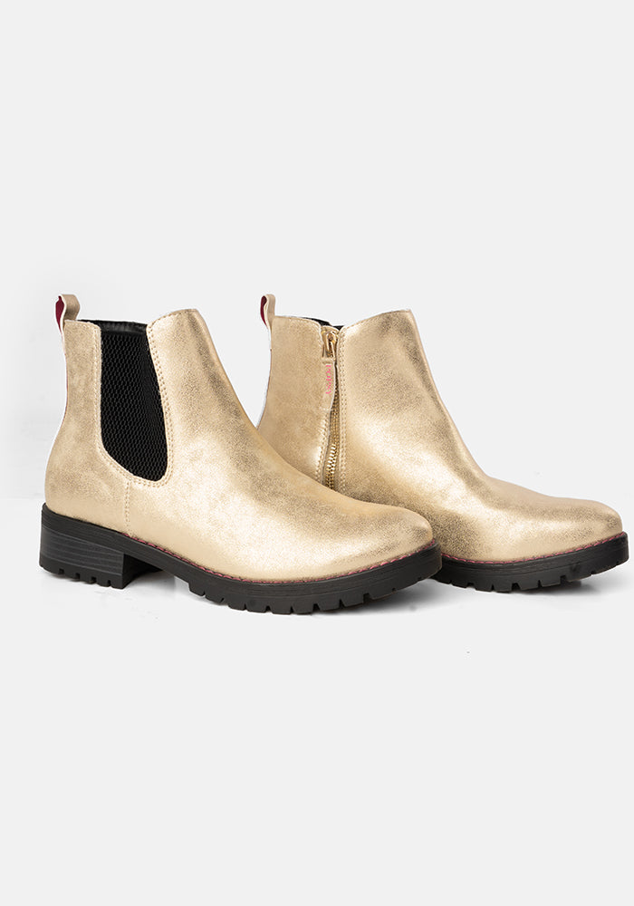 Gold Chelsea Boots