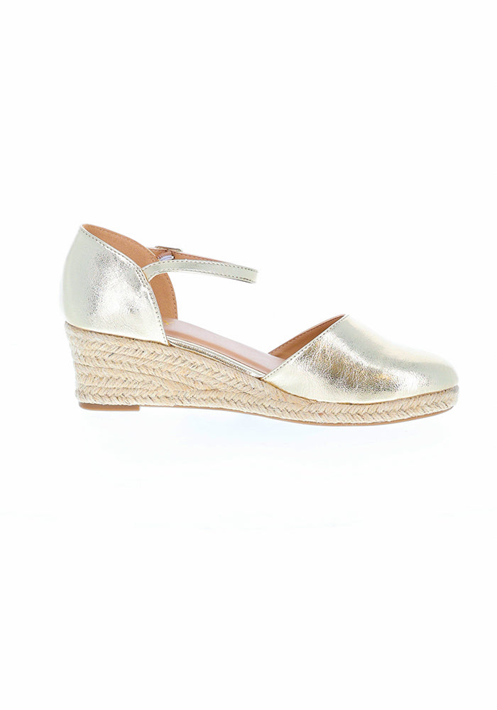 Fourth angle of Gold Metallic Low Wedge Espadrilles