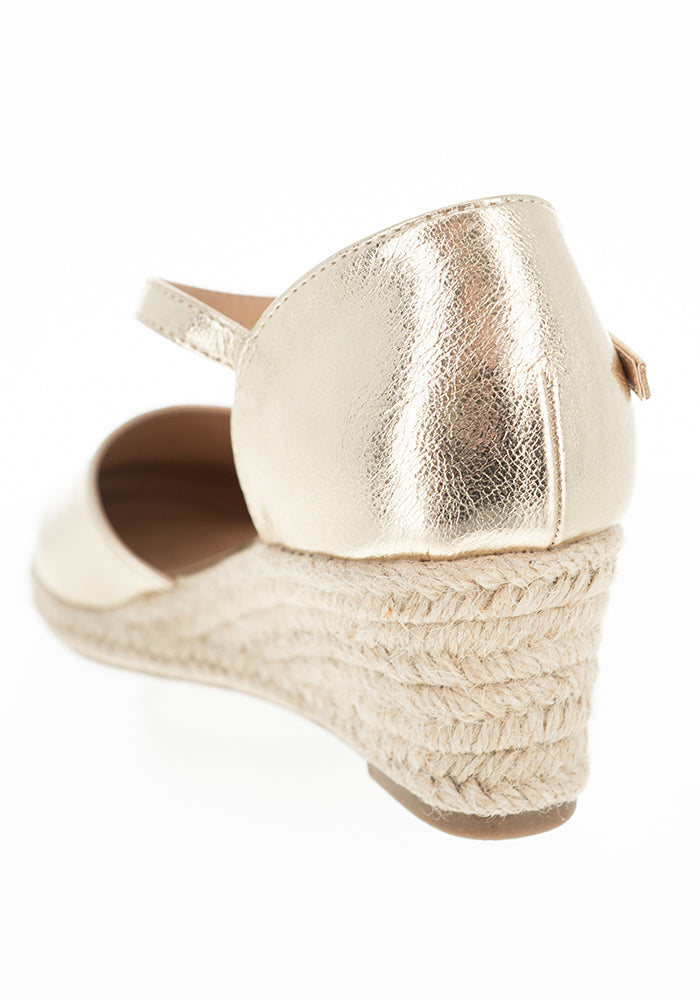 Ninth angle of Gold Metallic Low Wedge Espadrilles